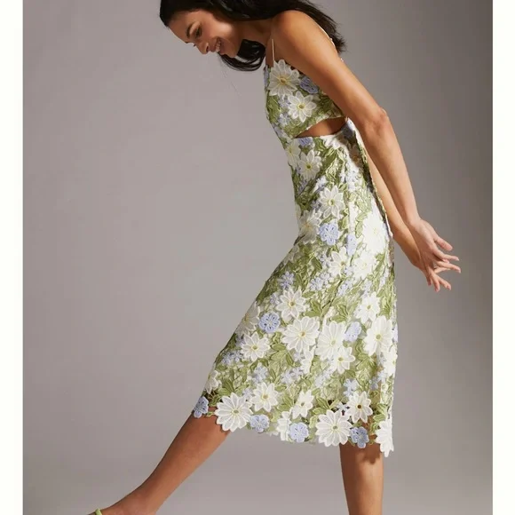 Eva Franco Anthropologie Floral Lace Midi Dress - Picture 3 of 10